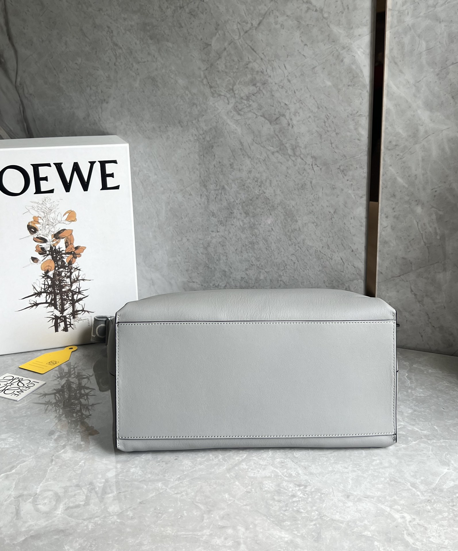 Loewe Large Cubi Crossbody Bag in Supple Smooth Calfskin and Jacquard Asphalt Grey